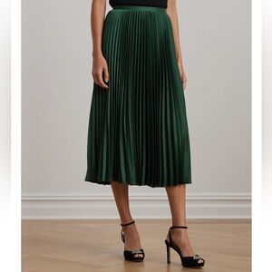 POLO RALPH LAUREN Women's Pleated Satin Charmeuse Skirt Retail $225.0